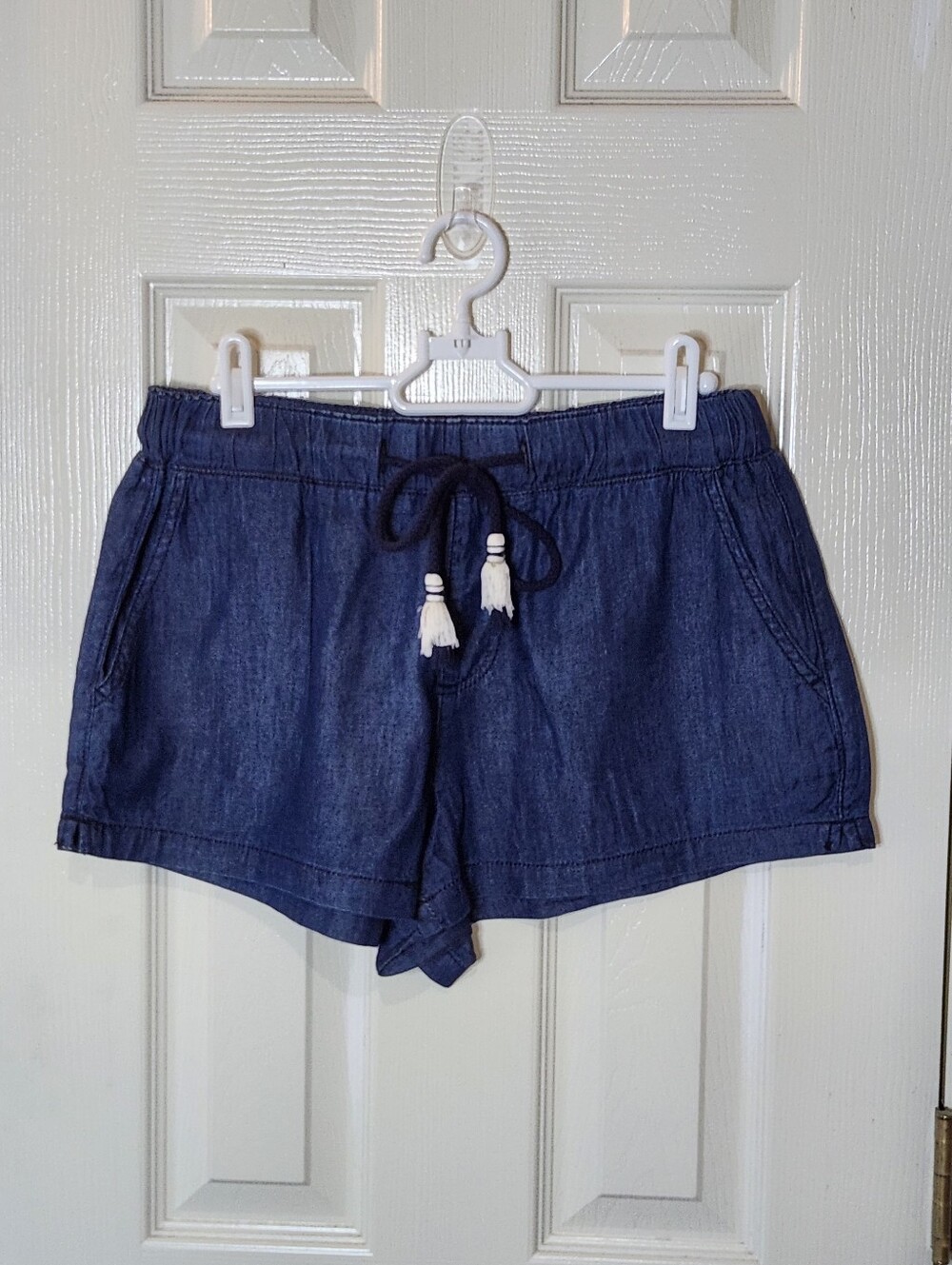 Rewash Indigo Blue Denim-Style Drawstring Women’s Shorts With Pockets Size M